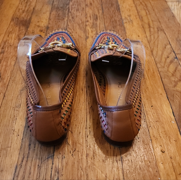 Tory Burch Jessa Woven Leather Loafers In Aged Camello/ Multi / Gold - Picture 9 of 12
